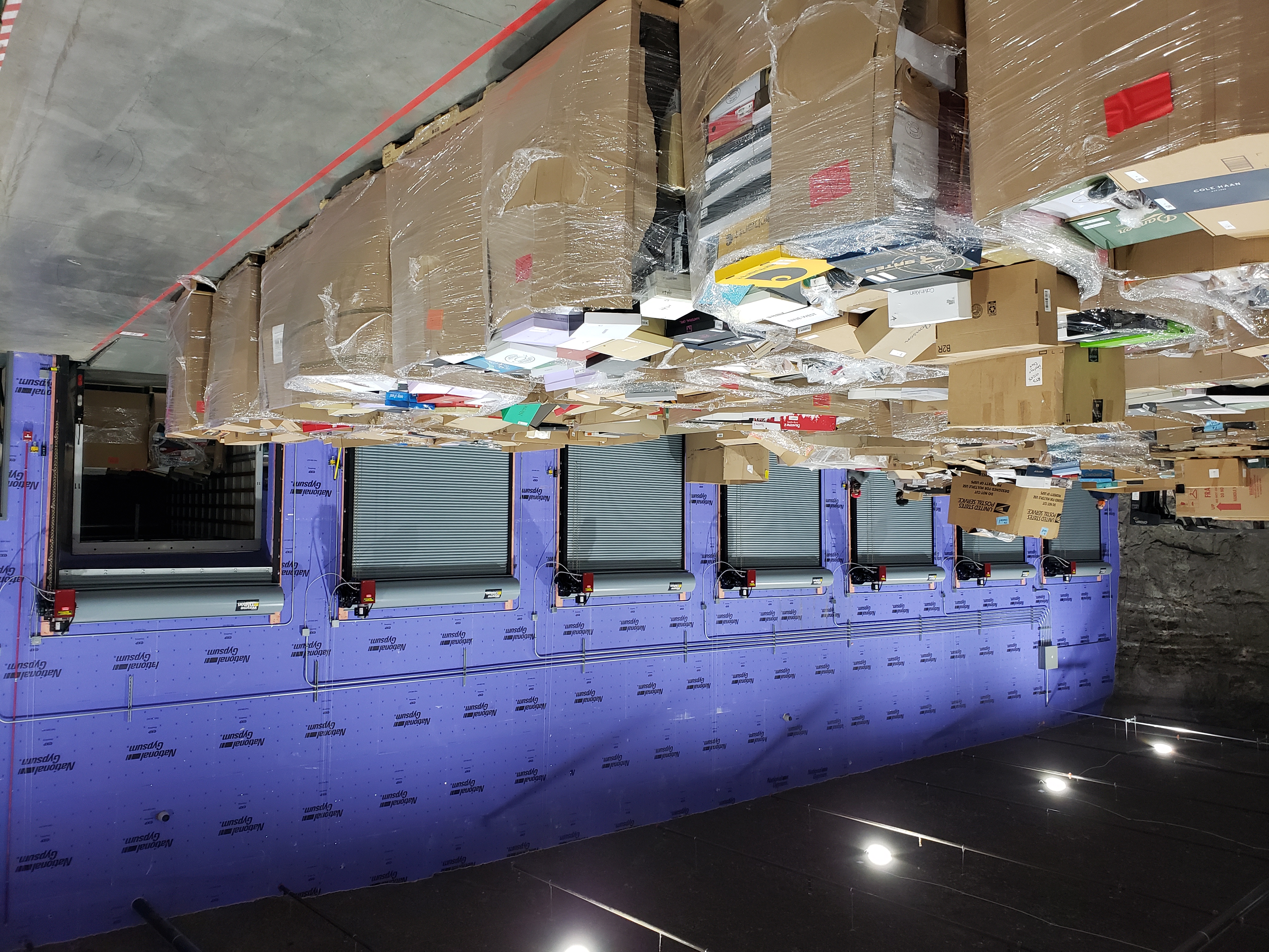 the receiving dock, pallets of blind returns